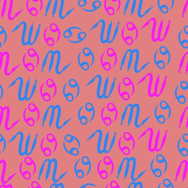 Zodiac Signs Dikişsiz desen. Vektör Illustration