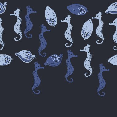 Soyut basit deniz kabuğu ve deniz konsepti Dikişsiz deseni