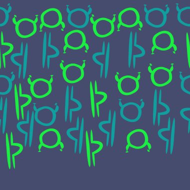 Terazi ve Boğa burçlarının yeşil dikişsiz desen, kopya alanı