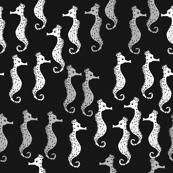 Seahorses Desen Renkli Vektör Illustration — Stok Vektör