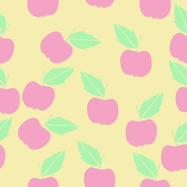 与苹果和叶子的抽象背景 — 图库矢量图片