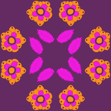 Yaprakları ile çiçek motifi Dikişsiz desen 