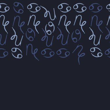 Zodiac Signs Dikişsiz desen-Oğlak, kanser. Vektör Illustration