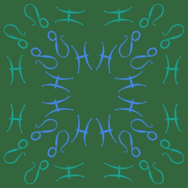 Zodyak işaretleri Dikişsiz desen - balık, aslan. Vektör çizimi