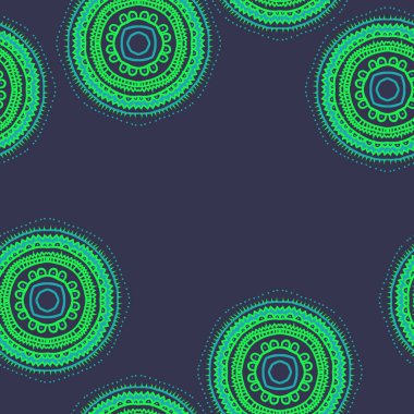 Renkli el çizilmiş motiflerin dairesel dikişsiz deseni