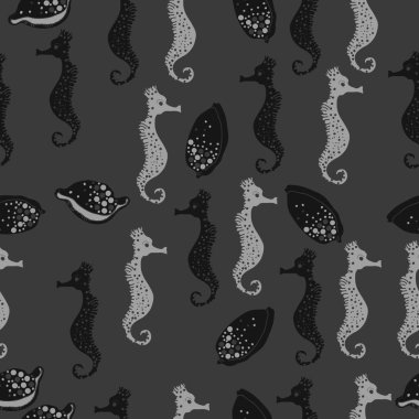 Dikişsiz deniz deseni, vektör çizimi