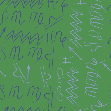 Zodiac Signs Dikişsiz desen. Vektör Illustration