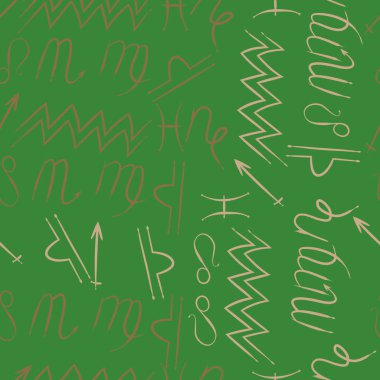 Zodiac Signs Dikişsiz desen. Vektör Illustration