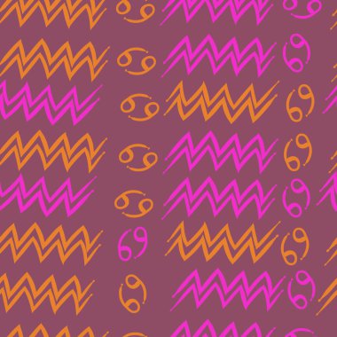 Zodiac Signs ile Dikişsiz desen, vektör illüstrasyon