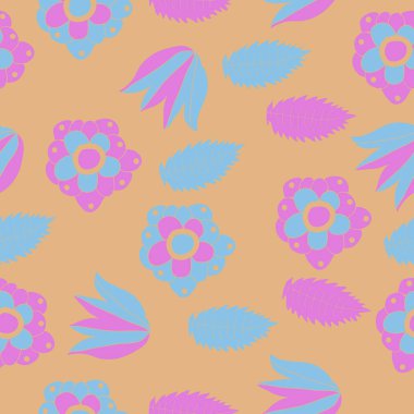 Çizgi sanat bitkileri ile dikişsiz etnik desen