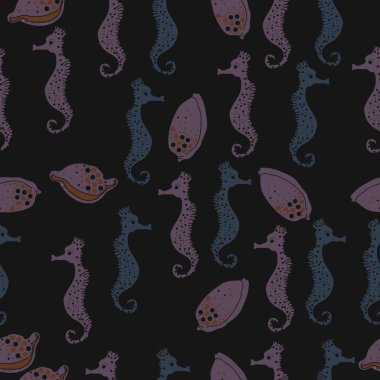 Dikişsiz deniz deseni, vektör çizimi