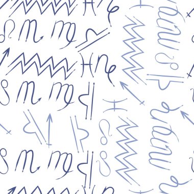 Zodiac Signs Dikişsiz desen. Vektör Illustration