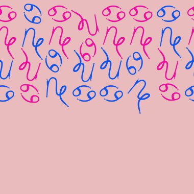 Zodiac Signs Dikişsiz desen-Oğlak, kanser. Vektör Illustration