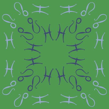 Zodyak işaretleri Dikişsiz desen - balık, aslan. Vektör çizimi