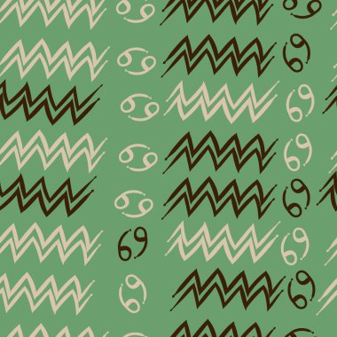 Zodiac Signs ile Dikişsiz desen, vektör illüstrasyon