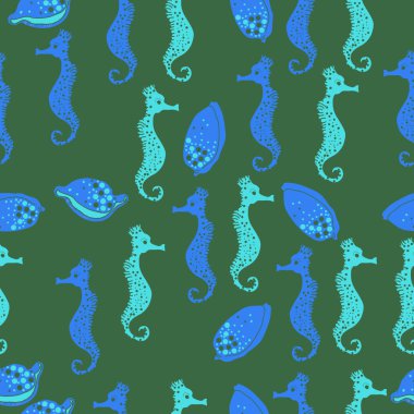 Dikişsiz deniz deseni, vektör çizimi