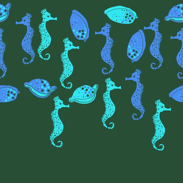 Бесшовный Шаблон Абстрактных Простых Ракушек Морской Концепции — стоковый вектор
