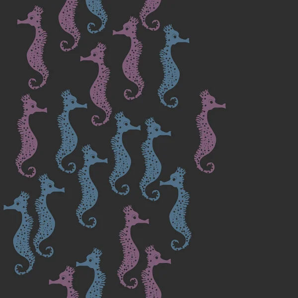 Seahorses Desen Renkli Vektör Illustration — Stok Vektör