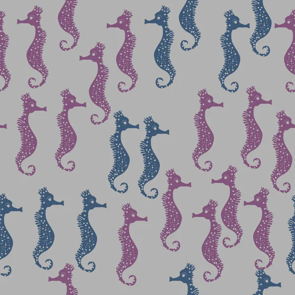 Illustration Vectorielle Colorée Motif Des Hippocampes — Image vectorielle