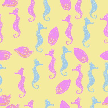 Dikişsiz deniz deseni, vektör çizimi