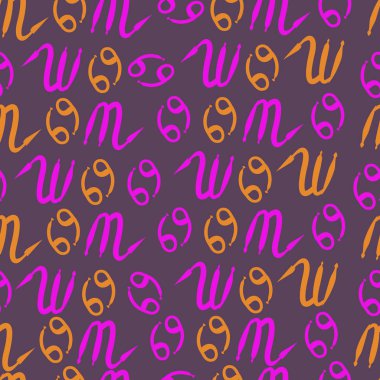 Zodiac Signs Dikişsiz desen. Vektör Illustration