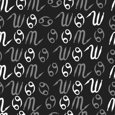 Zodiac Signs Dikişsiz desen. Vektör Illustration