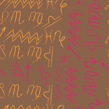 Zodiac Signs Dikişsiz desen. Vektör Illustration