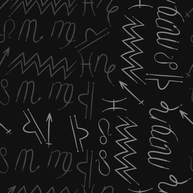 Zodiac Signs Dikişsiz desen. Vektör Illustration