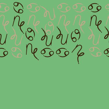 Zodiac Signs Dikişsiz desen-Oğlak, kanser. Vektör Illustration
