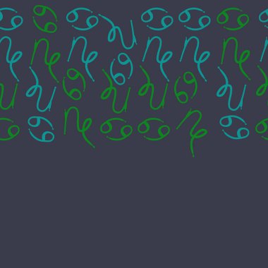 Zodiac Signs Dikişsiz desen-Oğlak, kanser. Vektör Illustration