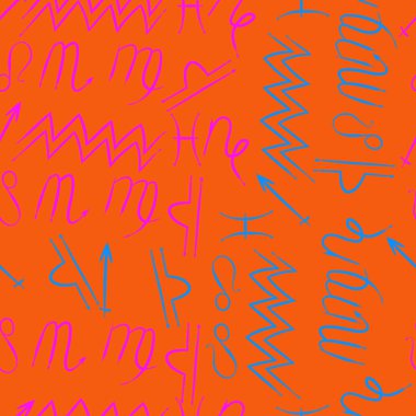 Zodiac Signs Dikişsiz desen. Vektör Illustration