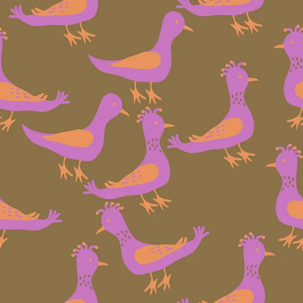 Naadloze Patroon Met Vogels Vectorillustratie — Stockvector