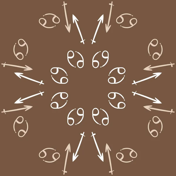 Круговий Візерунок Знаків Зодіаку Каракулі Простір Копіювання — стоковий вектор