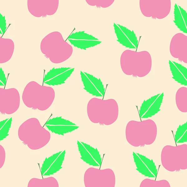 Abstrakter Hintergrund Mit Äpfeln Und Blättern — Stockvektor