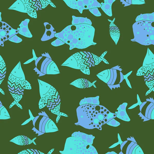 Бесшовный Рисунок Различными Рыбами Векторами — стоковый вектор