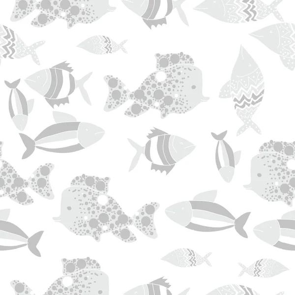 Naadloze Patroon Met Verschillende Vissen Vector Illustratie — Stockvector