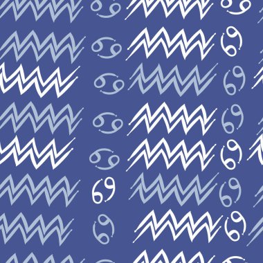 Zodiac Signs ile Dikişsiz desen, vektör illüstrasyon