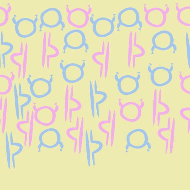 Terazi ve Boğa burçlarının dikişsiz desen, kopya alanı