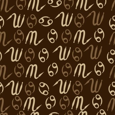 Zodiac Signs Dikişsiz desen. Vektör Illustration