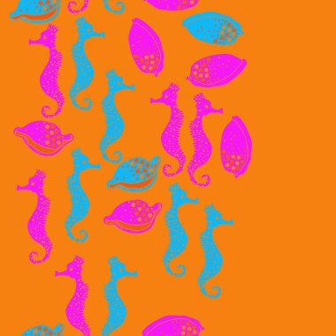 Dikişsiz deniz deseni, vektör çizimi