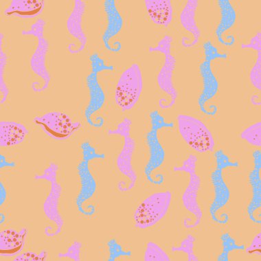 Dikişsiz deniz deseni, vektör çizimi