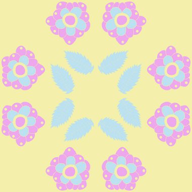 Yaprakları ile çiçek motifi Dikişsiz desen 