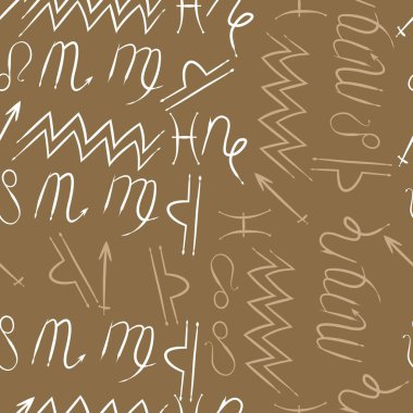 Zodiac Signs Dikişsiz desen. Vektör Illustration
