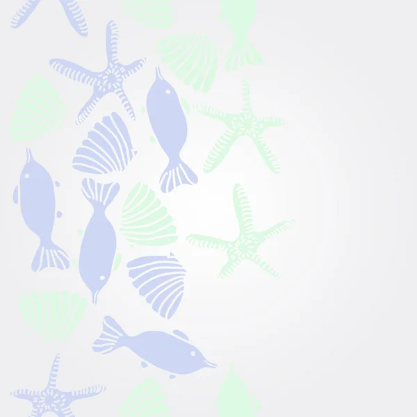 Balık Kabuk Denizyıldızının Dikişsiz Deseni — Stok Vektör