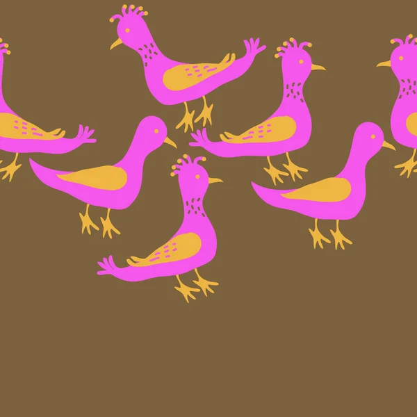 Modello Senza Cuciture Con Uccelli Illustrazione Vettoriale — Vettoriale Stock