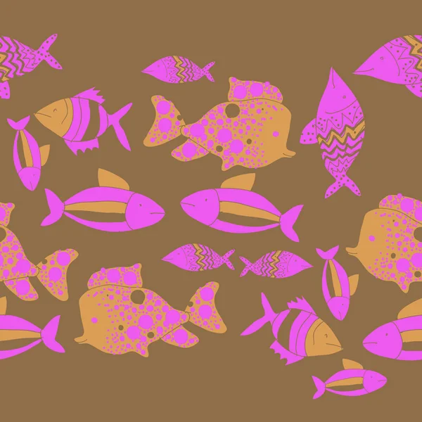 Безшовний Візерунок Різнокольоровими Рибами Векторні Ілюстрації — стоковий вектор
