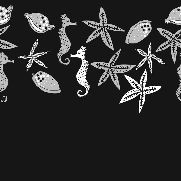 Αφηρημένο Μοτίβο Θαλάσσιο Θέμα Ιππόδρομες Και Αστέρια Απεικόνιση Διανυσματικών Φορέων — Διανυσματικό Αρχείο
