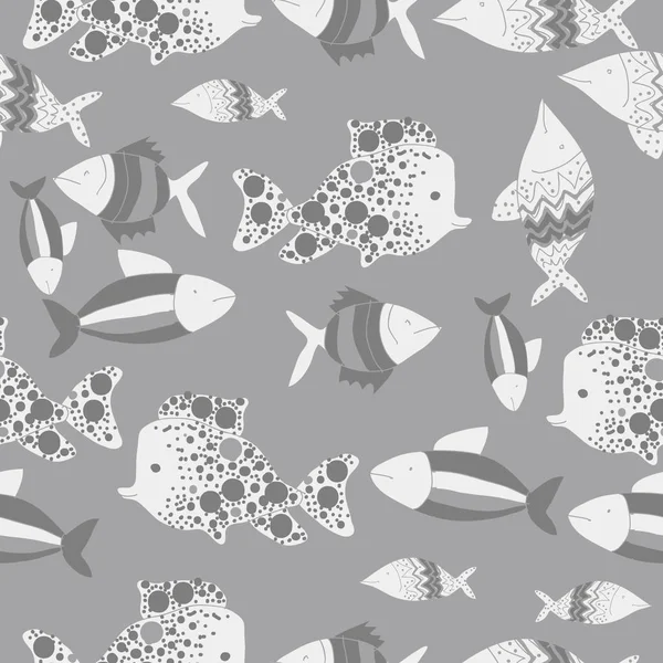 Bezešvé Vzory Různými Rybami Vektorovou Ilustrací — Stockový vektor