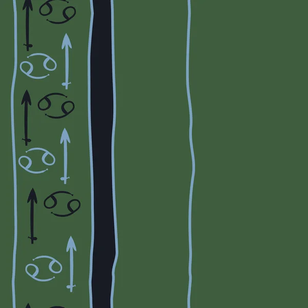 Modello Segni Zodiacali Scarabocchi Spazio Copia — Vettoriale Stock