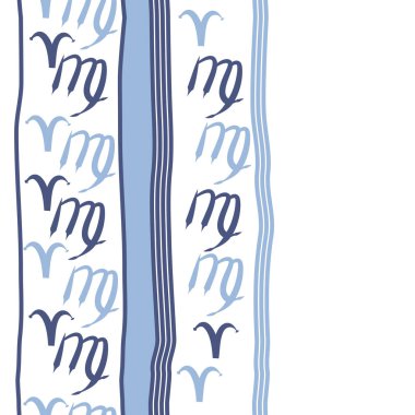 Burçların dikişsiz desen - koç, başak. Vektör çizimi